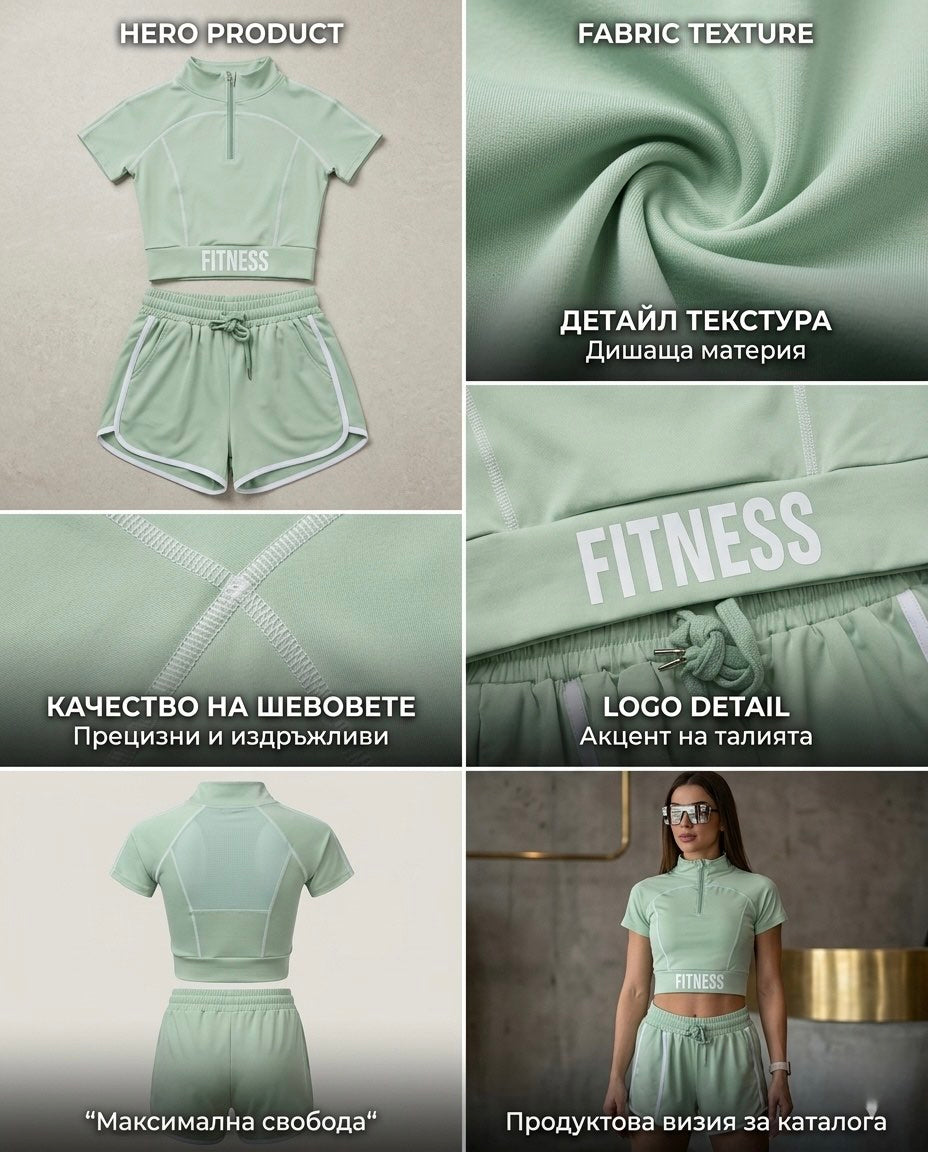 Дамски спортен сет за тренировки с надпис ''FITNESS''