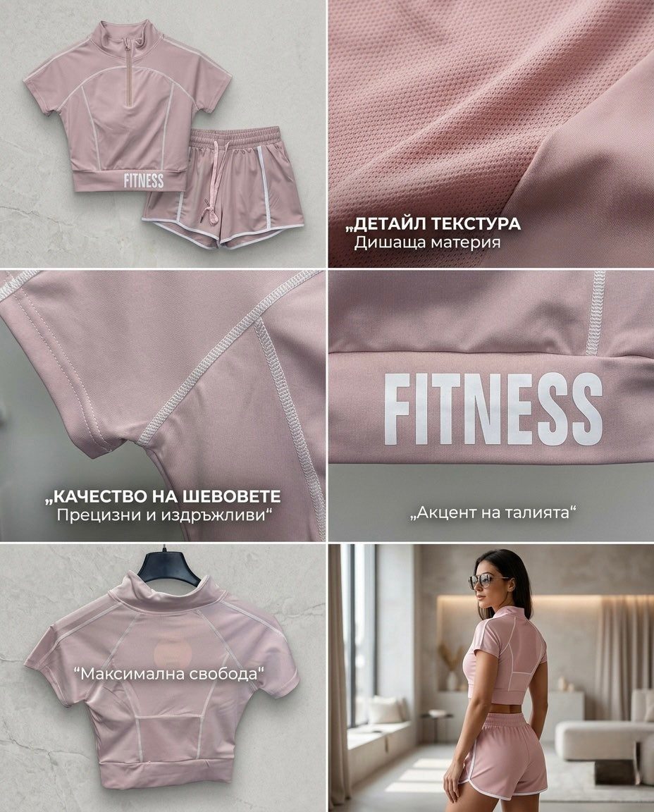 Дамски спортен сет за тренировки с надпис ''FITNESS''